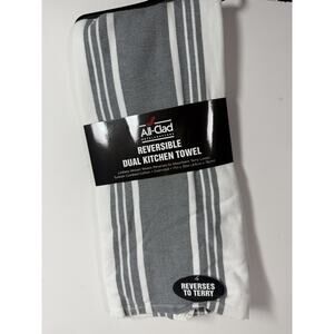 ALL-CLAD Pewter ~Reversible Kitchen Towels ~ 17" x 30" ~ NEW